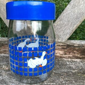 Vintage Carlton Glass Blue with Geese Theme 1 Liter (1L) Glass Jar with lid